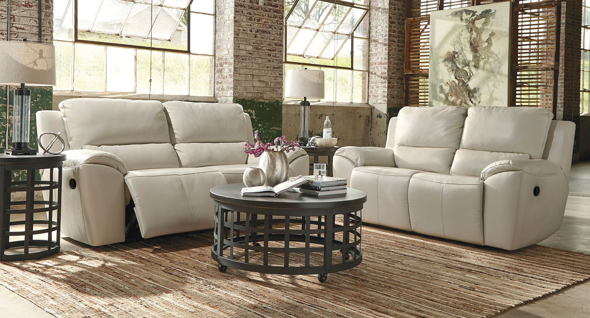 Valeton Cream Reclining Living Room Set - Living Room Sets - Living