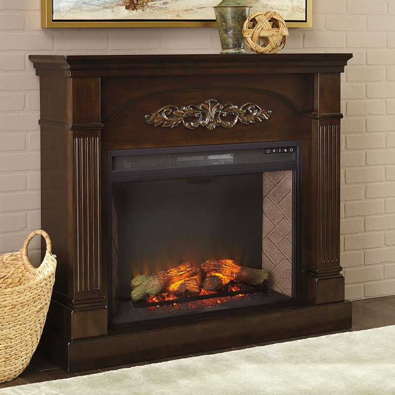 Boddew Dark Brown Fireplace Fireplaces and Mantels Occasional and