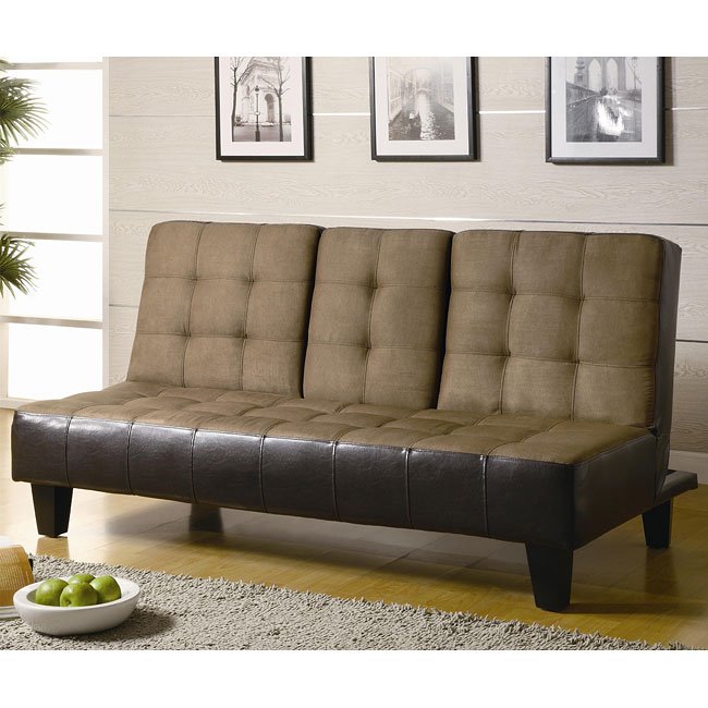 Tan Microfiber Brown Vinyl Sofa Bed