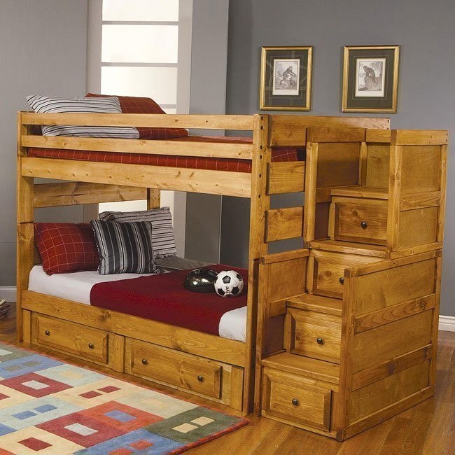 Wrangle Hill Full Full Storage Bunk Bed W Stairs Coaster