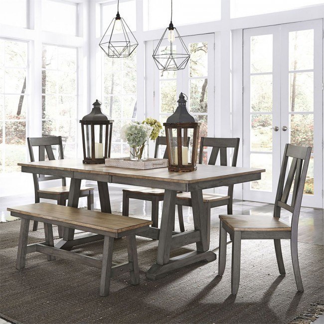 Lindsey Farm Trestle Dining Room Set W Bench Lindsey Farm Trestle Dining Room Set W Bench