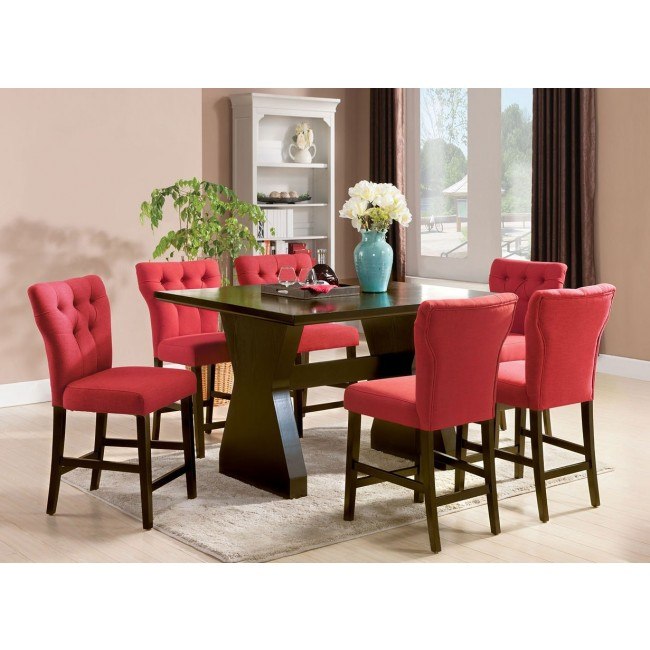 Effie Counter Height Dining Room Set W Red Chairs By Acme