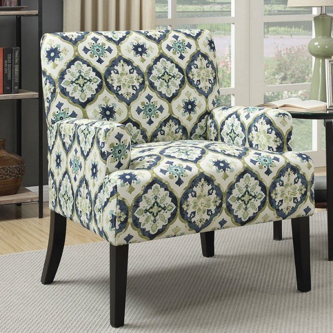 Geometric Patterned Accent Chair (Dark Blue) by Coaster Furniture