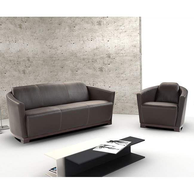 Esf Apolo Living Room Set In Black Italian Leather