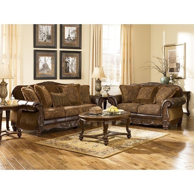 Fresco Durablend Antique Living Room Set Signature Design By