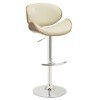 Adjustable Bar Stool w/ Rounded Seat and Back (Ecru / Walnut)