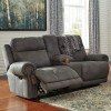 Austere Gray Double Power Reclining Loveseat w/ Console