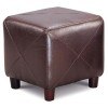 Faux Leather Ottoman (Dark Brown)