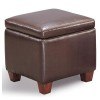 Faux Leather Lift-Top Ottoman (Dark Brown)