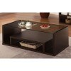 Modern Cappuccino Coffee Table w/ Pull-Out Shelf