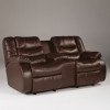 Revolution - Burgundy Dual Glider Recliner Loveseat w/ Console