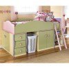 Doll House Open Space Loft Bed w/ Drawers and Door Storage