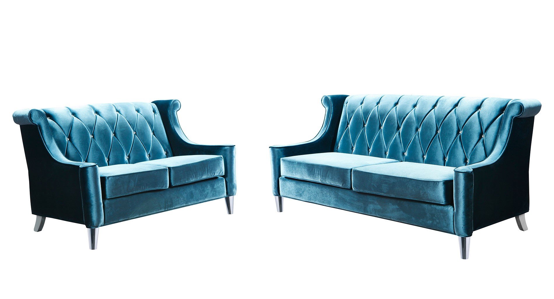 Barrister Living Room Set Blue Velvet