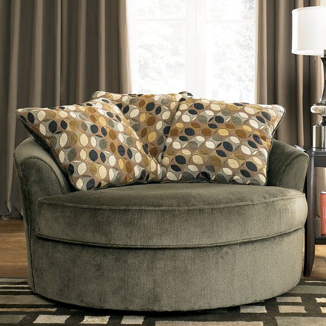 Kirkwood - Charcoal Oversized Swivel Accent Chair Signature Design by Ashley Furniture ...