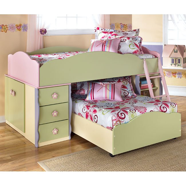 Doll House Bedroom Set W Twin Over Twin Loft Bed